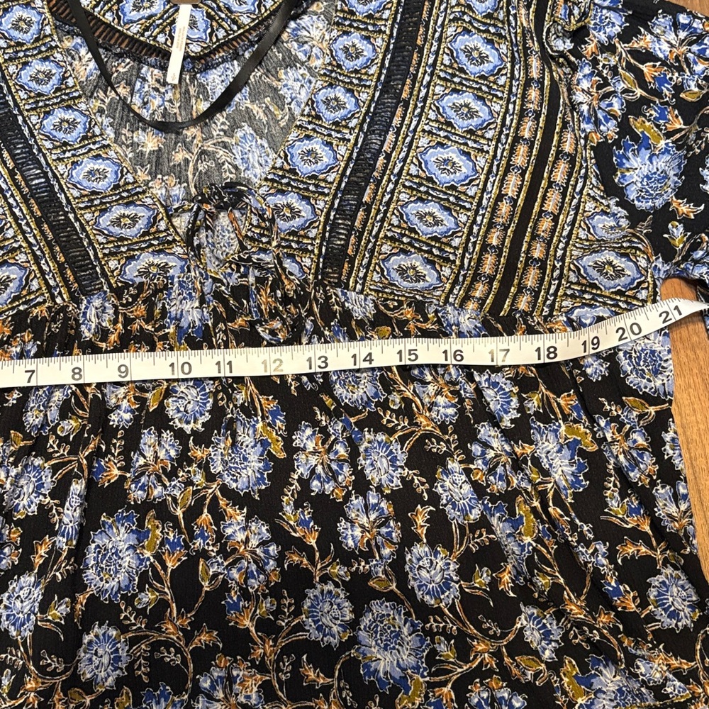 Free People Black and Blue Patterned Blouse - Picture 12 of 16